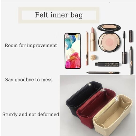 Purse Organizer Insert for Chanel 19 Small bag with Side Zipper Pocket - Picture 6 of 11